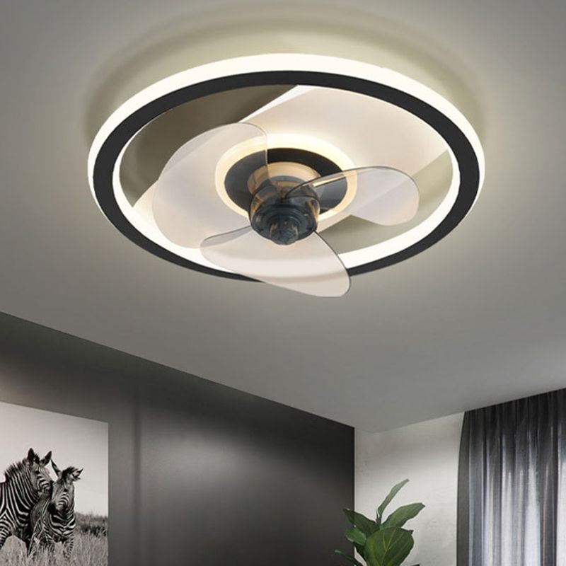 Edge Moderne Plafondlamp Met Ventilator Zwart Metaal/Acryl