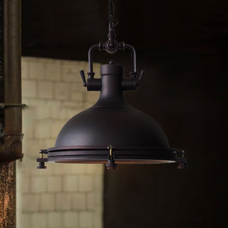 Alessio Rustic Retro Pot Black Metal Pendant Light, 2 Style