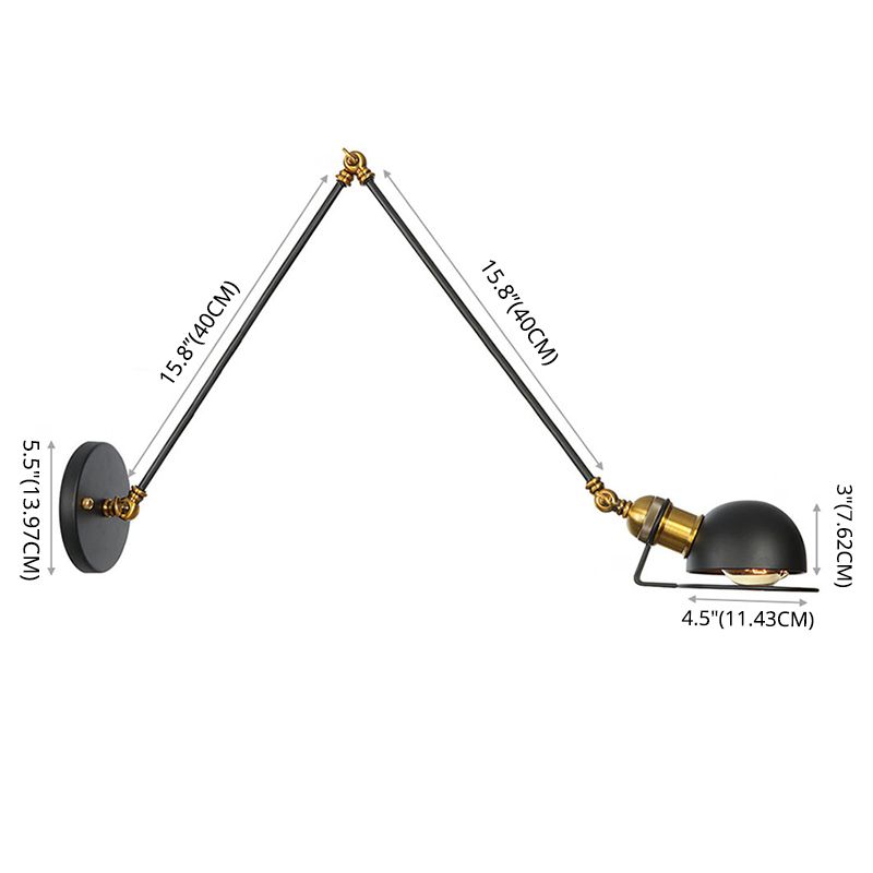Brady Moderne Koepel LED Wandlamp Zwart/Goud Metaal Binnen