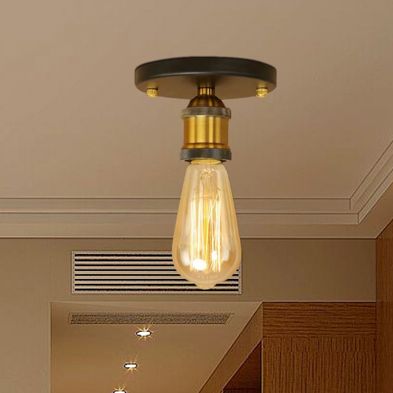 Alessio Retro Vintage Bulb Semi-Flush Mount Ceiling Light