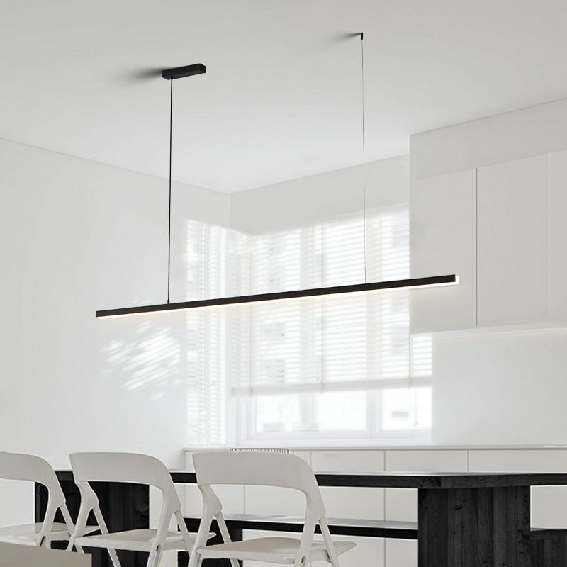 Edge Minimalist Linear Metal Pendant Light, White/Black