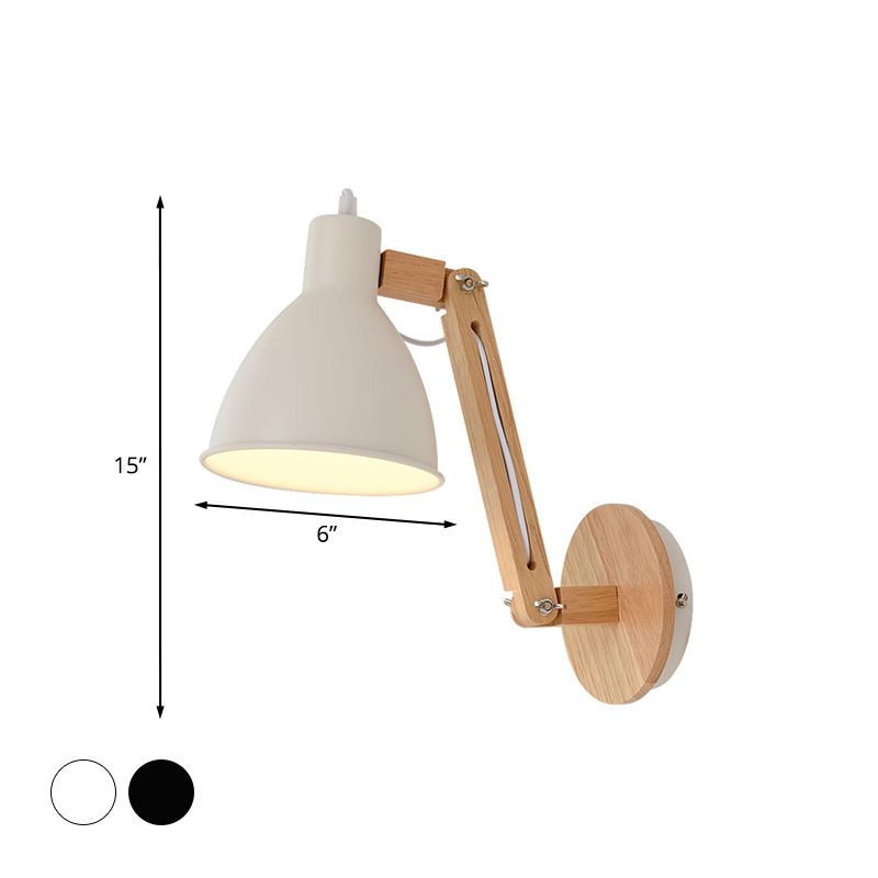 Brady Moderne Koepel LED Wandlamp Zwart/Wit Metaal/Hout Binnen