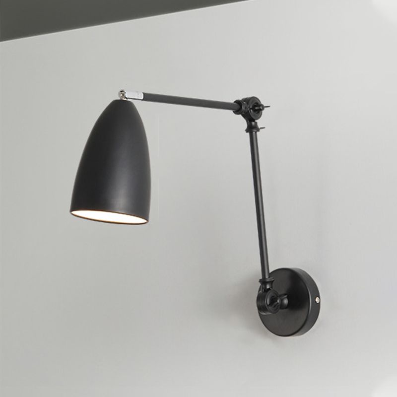 Brady Vintage Verstelbare Wandlamp Koepelvorm Zwart/Wit/Nikkel Slaapkamer/Woonkamer