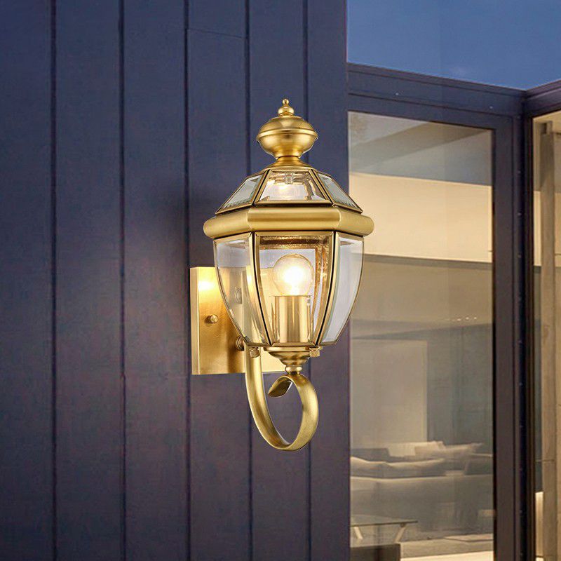 Alessio Vintage Lantern Metal Outdoor Wall Lamp, Gold