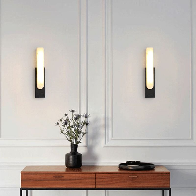 Chan Moderne Rechthoekige LED Wandlamp Metaal/Steen Slaapkamer