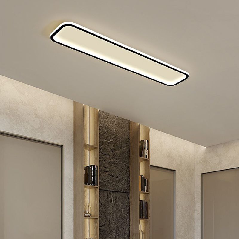 Edge Flush Mount Ceiling Light Rectangular Minimalist, Metal, Black, Bathroom