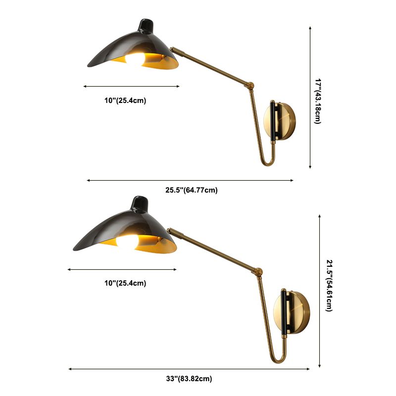 Brady Industrieel Swing LED Wandlamp Zwart/Goud Metaal Woonkamer