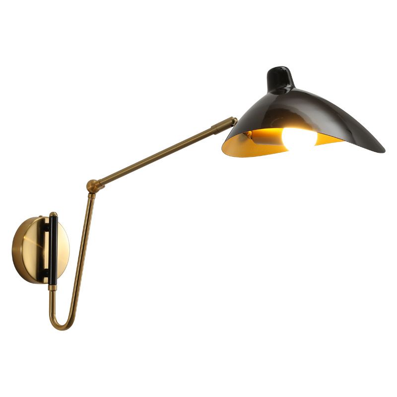 Brady Industrieel Swing LED Wandlamp Zwart/Goud Metaal Woonkamer