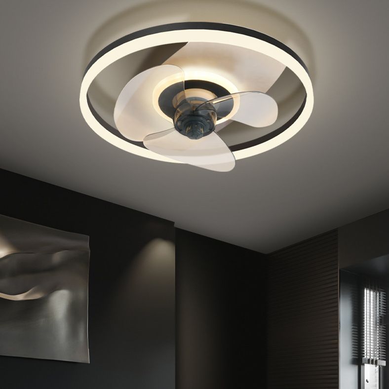 Edge Moderne Plafondlamp Met Ventilator Zwart Metaal/Acryl