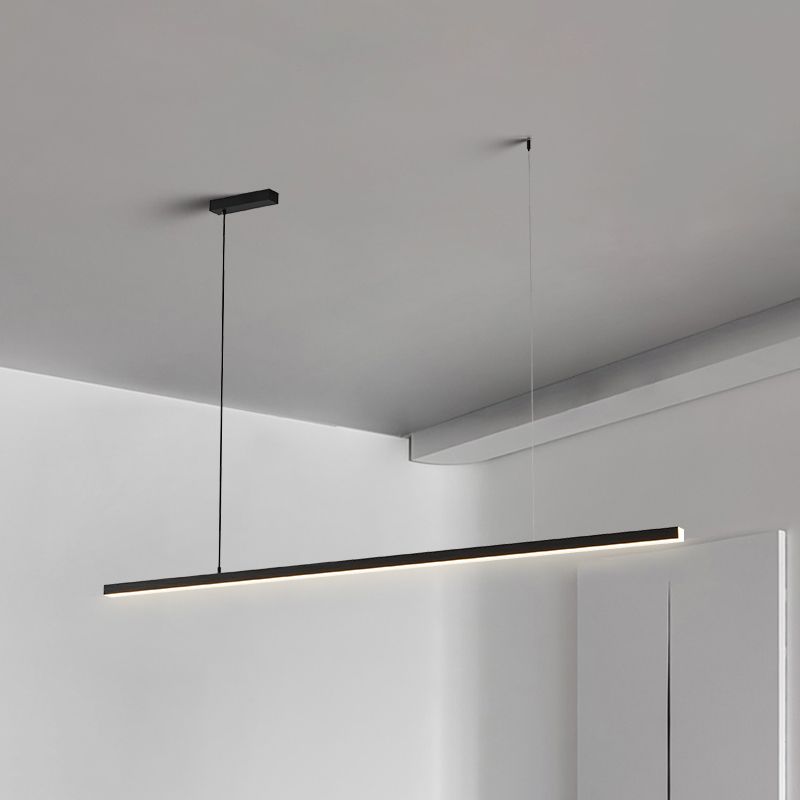 Edge Minimalist Linear Metal Pendant Light, White/Black