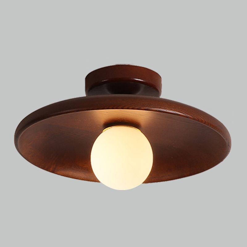 Carins Moderne Plafondlamp Naturel/Walnoot Hout/Glas Slaapkamer