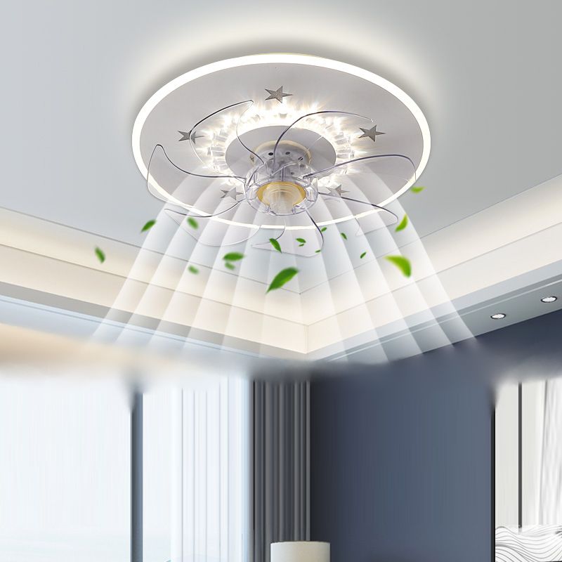 Edge Moderne Plafondlamp Met Ventilator 6 Kleuren Metaal/Acryl