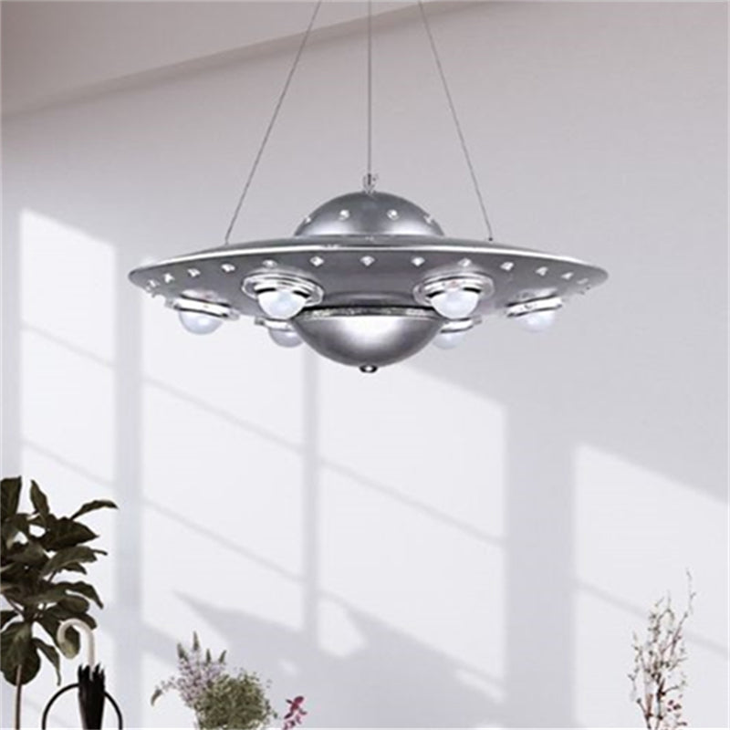 Alessio Modern UFO Metal Kids Pendant Light, Silver