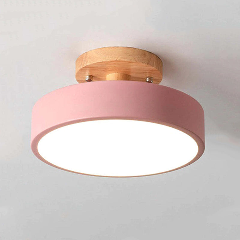 Quinn Moderne LED Plafondlamp Hout/Acryl Hout/Wit/Roze/Groen/Grijs Slaap/Eet/Woonkamer