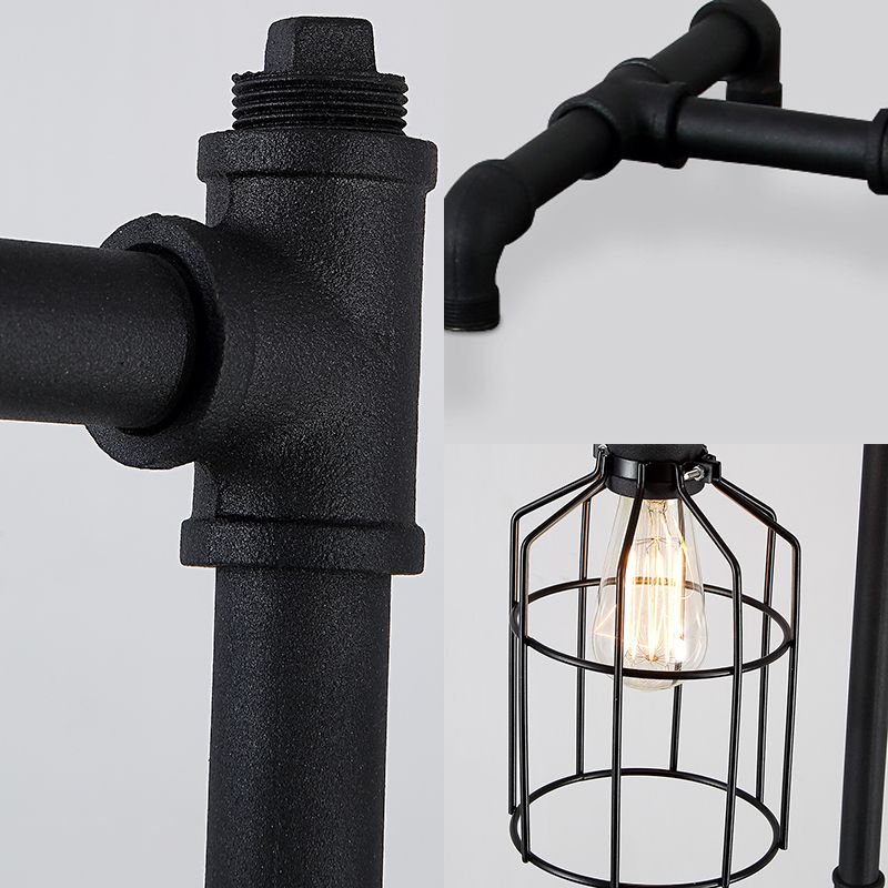 Alessio Retro Metalen Design Vloerlamp Met Vogelkooi 3 Koppen Zwart