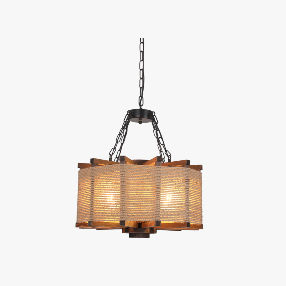 Austin Retro Cylindrical Metal/Wood Pendant Light