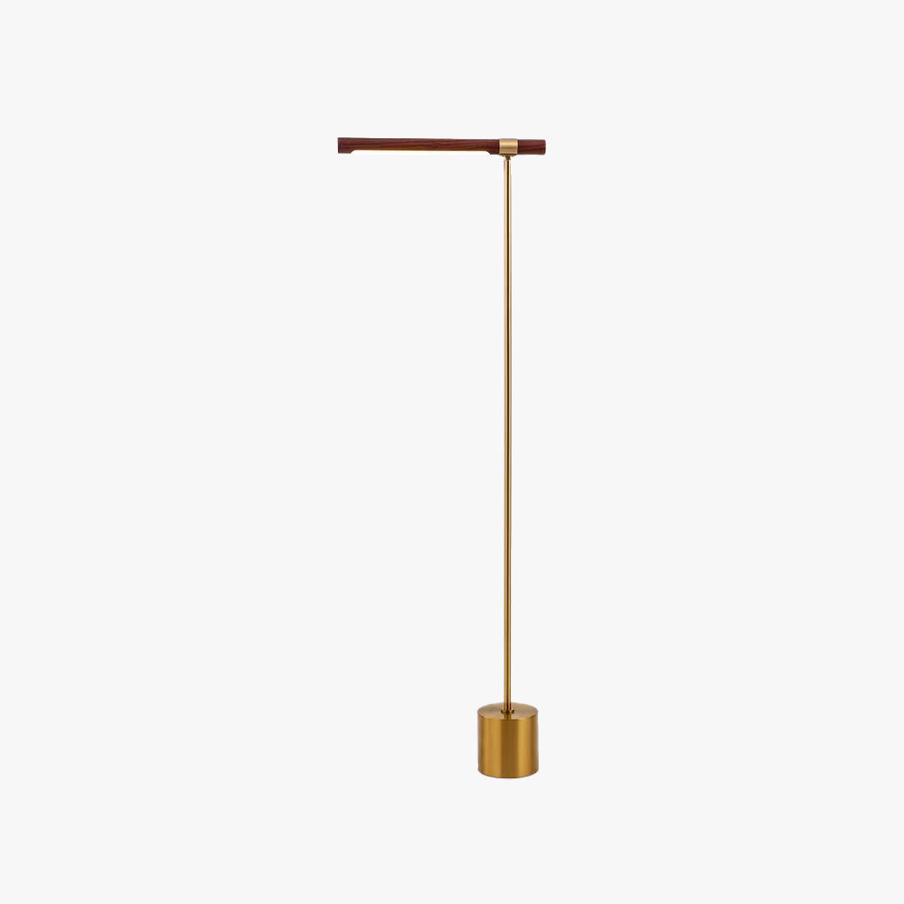 Edge Minimalistische Lineaire LED Vloerlampe Goud Metaal Hout Woonkamer