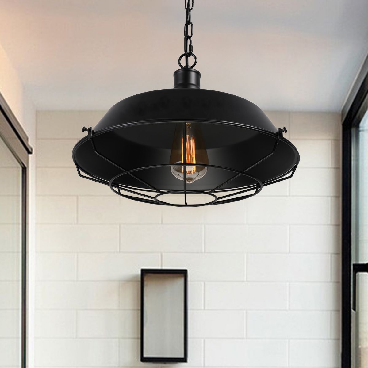 Alessio Boerderij Design Swag Barn Schuur Hanglamp Slaapkamer/Woonkamer Swart