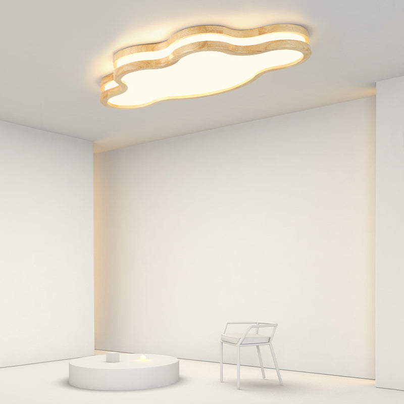 Minori Moderne Kleine LED Plafondlampen Hout Slaapkamer Woonkamer Cloud