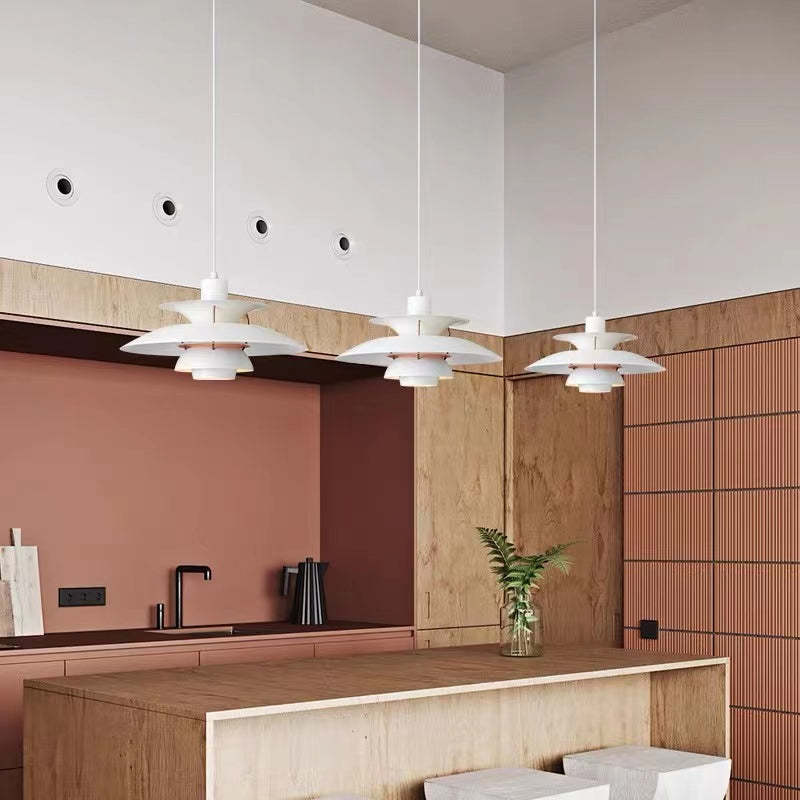 Morandi Modern Shade LED Hanging Lamp Colorful Metal Living/Bedroom/Dining Room