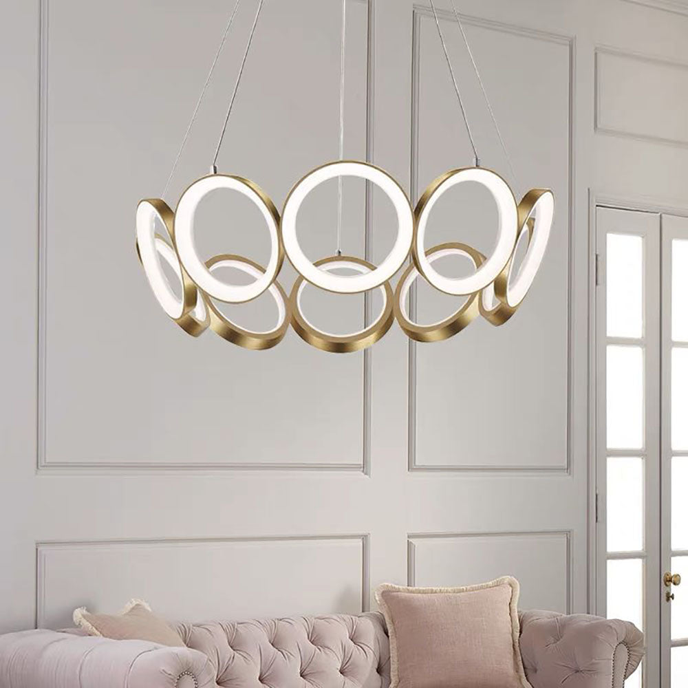 Arisha Luxury Ring Metal Pendant Light, Gold