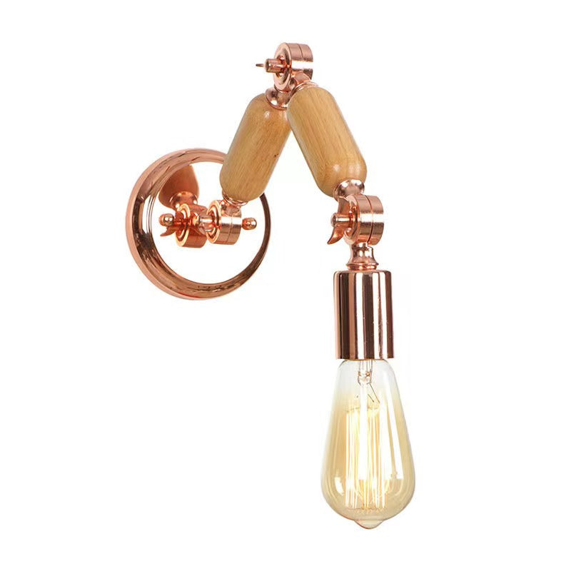 Alessio Wall Lamp Bulb Wooden Adjustable Makeup Gold, Living Room
