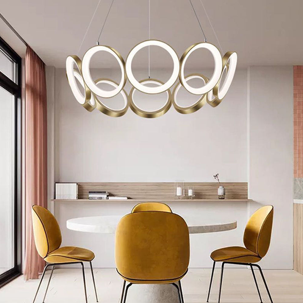 Arisha Luxury Ring Metal Pendant Light, Gold