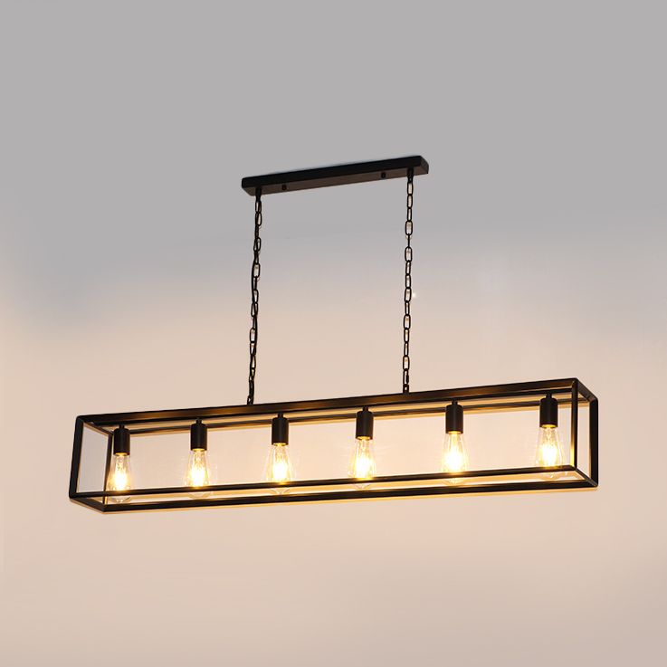 Alessio Rectangle Pendant Light, Brass&Black, 5/6 Heads