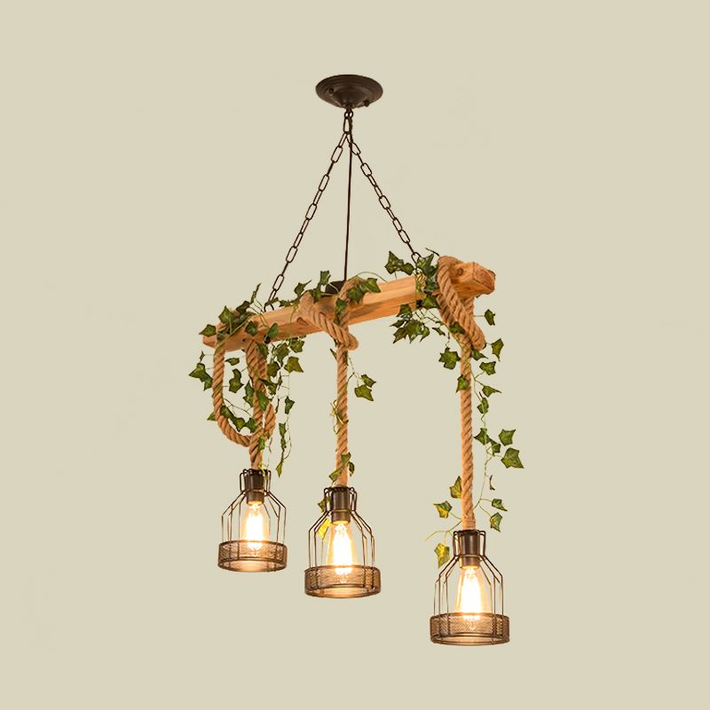 Alessio Caged Vintage Design Houten Balken Boerderij Hanglamp Eetkamer