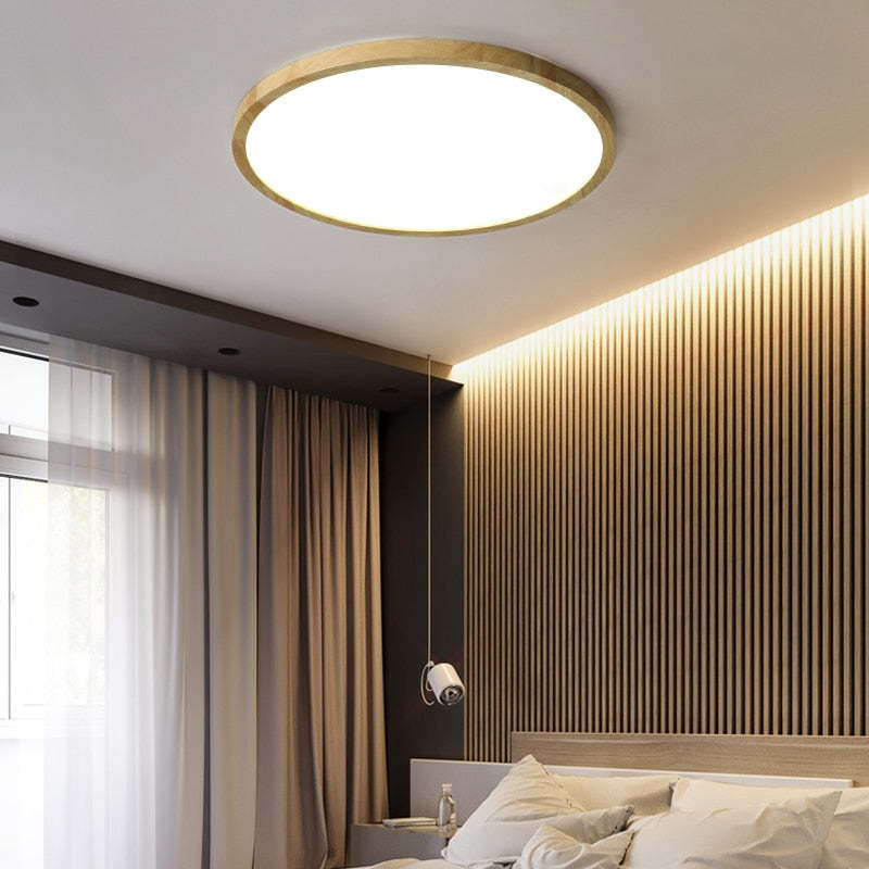 Ozawa Moderne Ronde LED Plafondlamp Hout/Acryl Slaap/Eet/Woonkamer