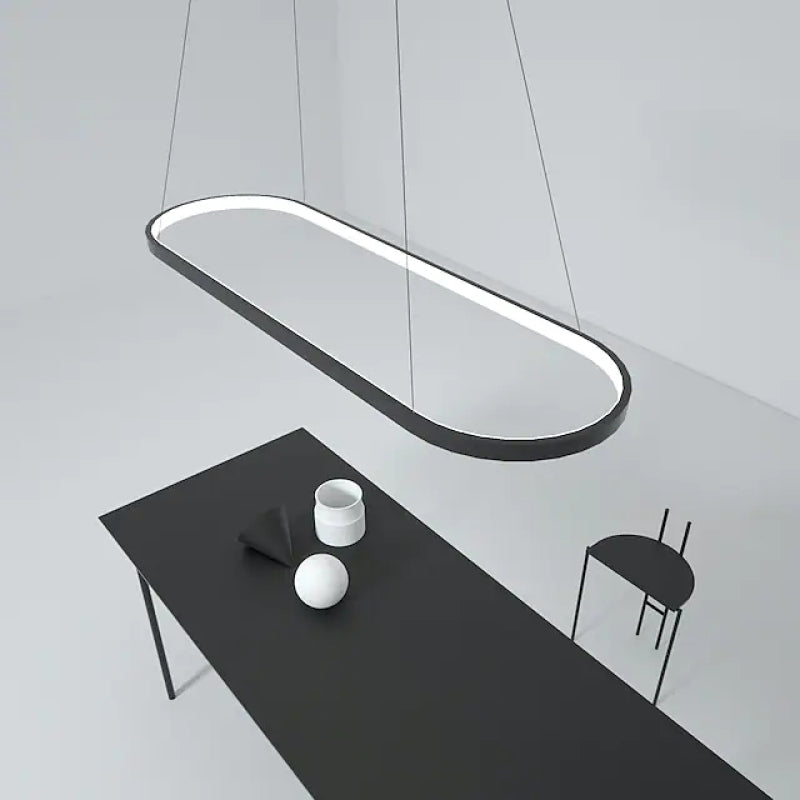 Edge Moderne Oval  LED Hanglamp Zwart/Wit/Goud  Metaal/Silicone Woon/Eetkamer