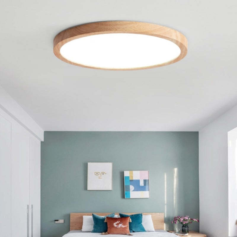 Ozawa Moderne Ronde LED Plafondlamp Hout/Acryl Slaap/Eet/Woonkamer