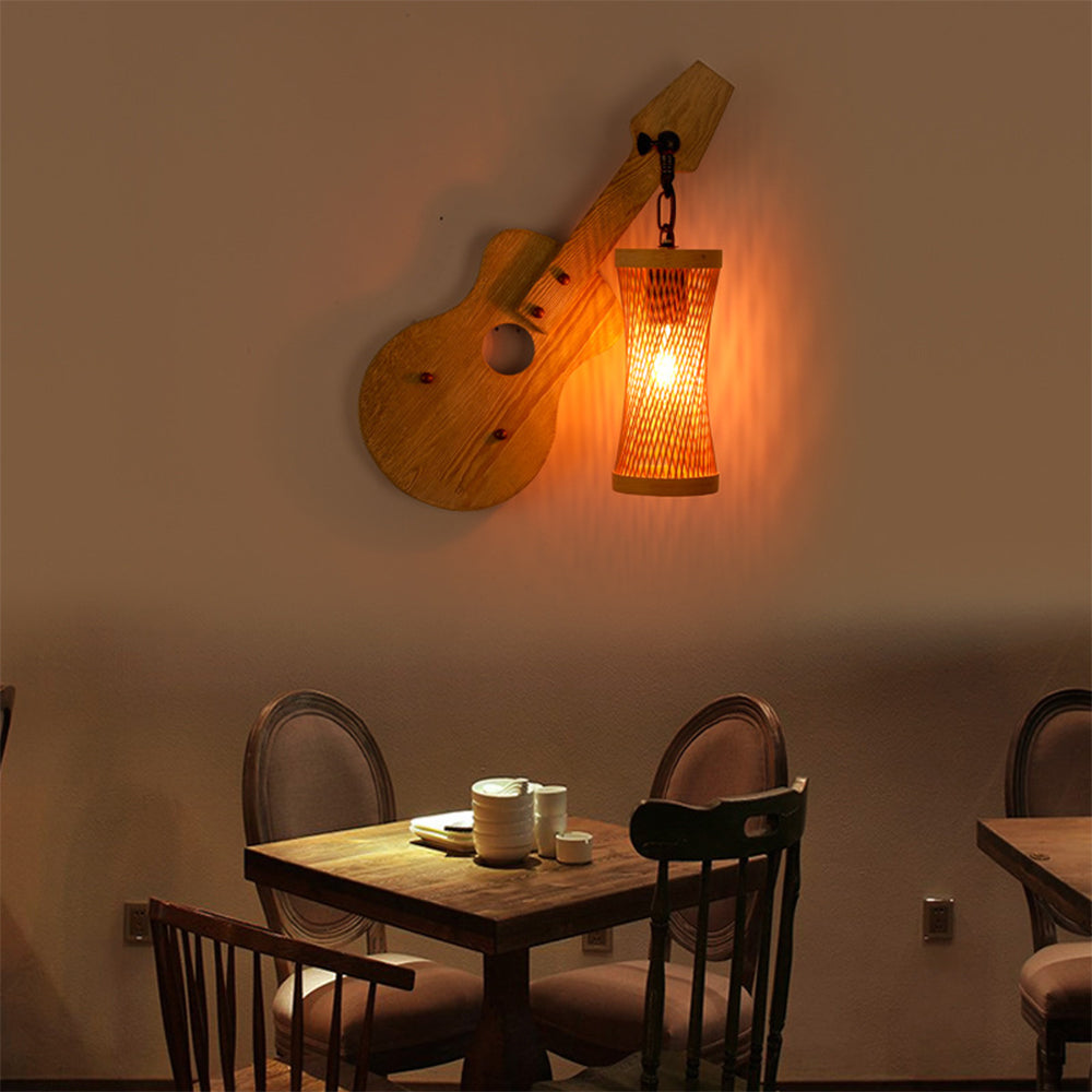 Alessio Wall Lamp American Vintage Guitar Decorative Wood/Metal