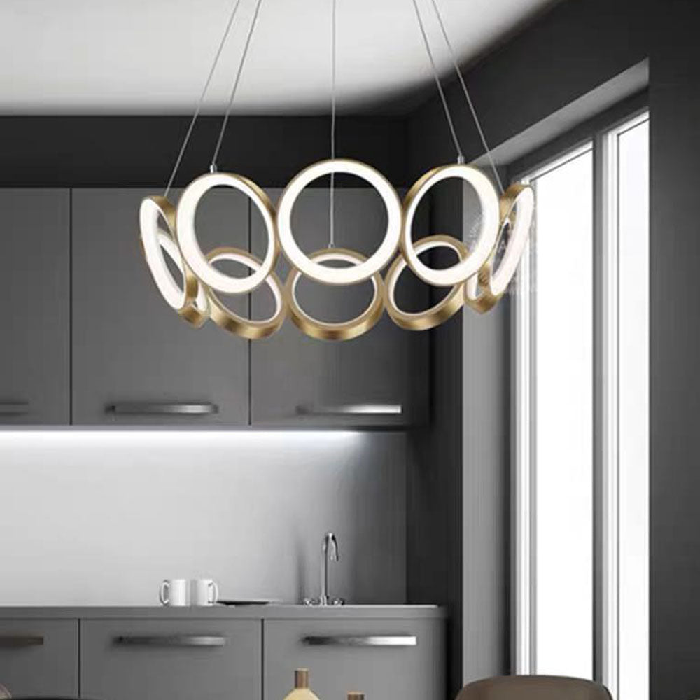 Arisha Luxury Ring Metal Pendant Light, Gold