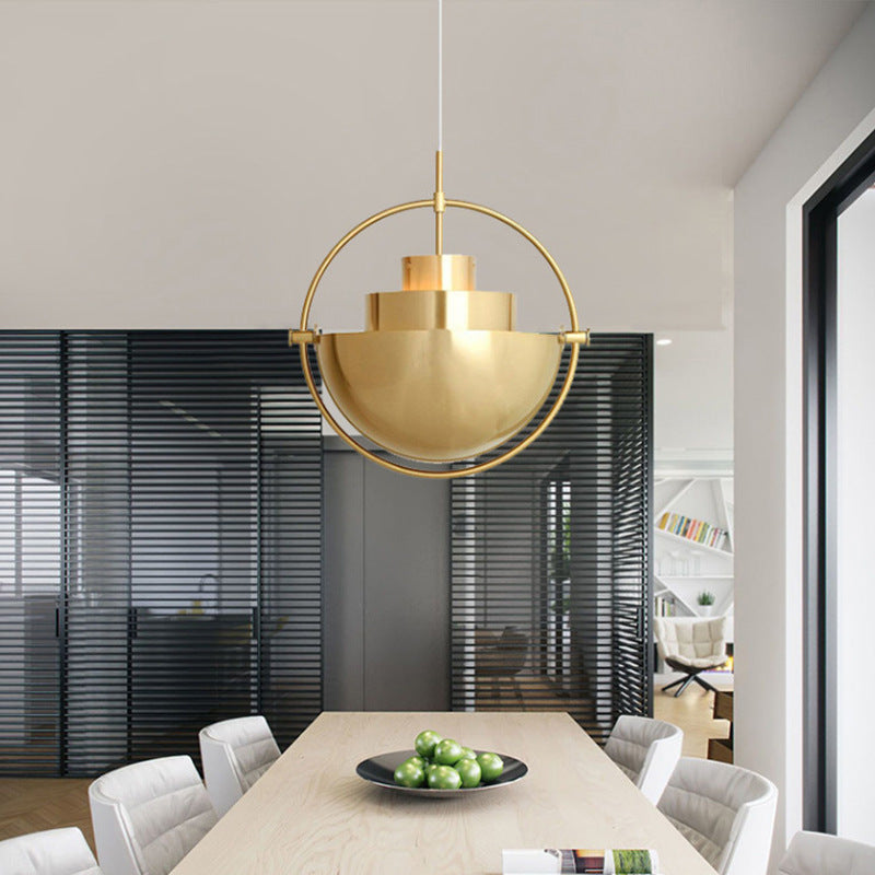 Cooley Ronde Retro LED Hanglampen Zwart Goud Acryl Metaal Eetkamer