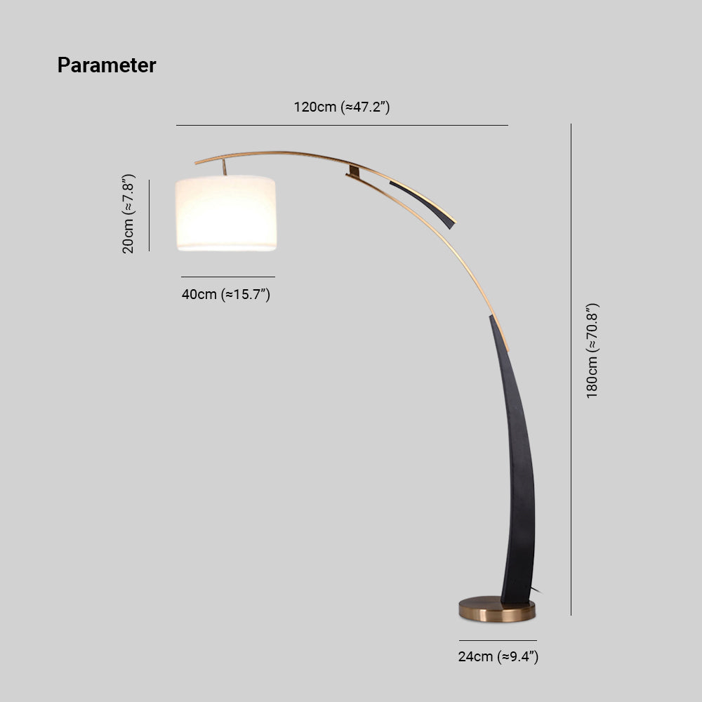 Salgado Moderne Design Vloerlamp Goud Zwart Stof Metaal Slaapkamer