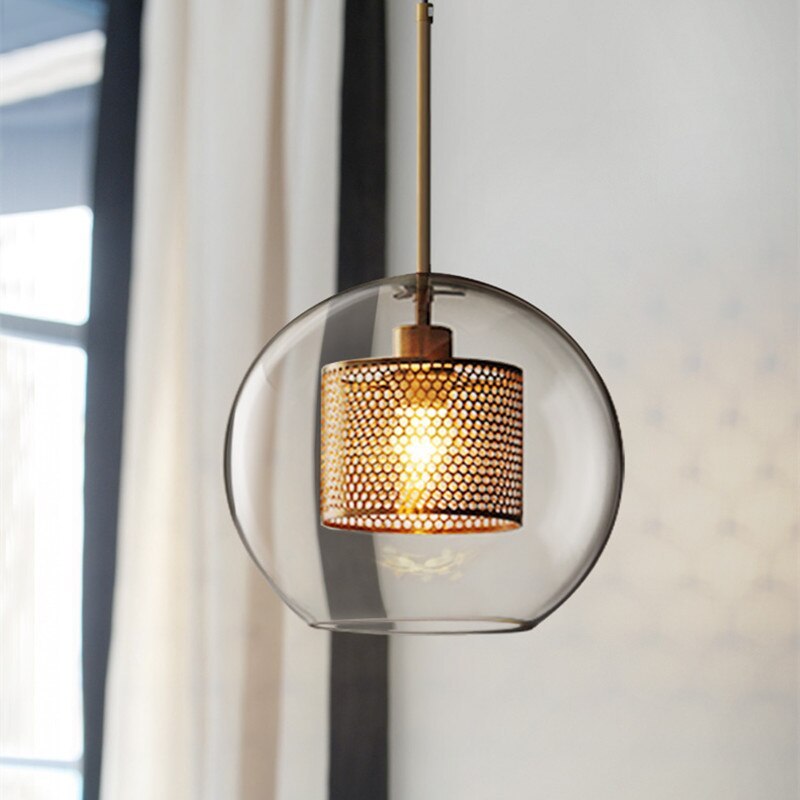 Oneal Retro Ronde LED Hanglampen Gouden Metaal Glas Woonkamer