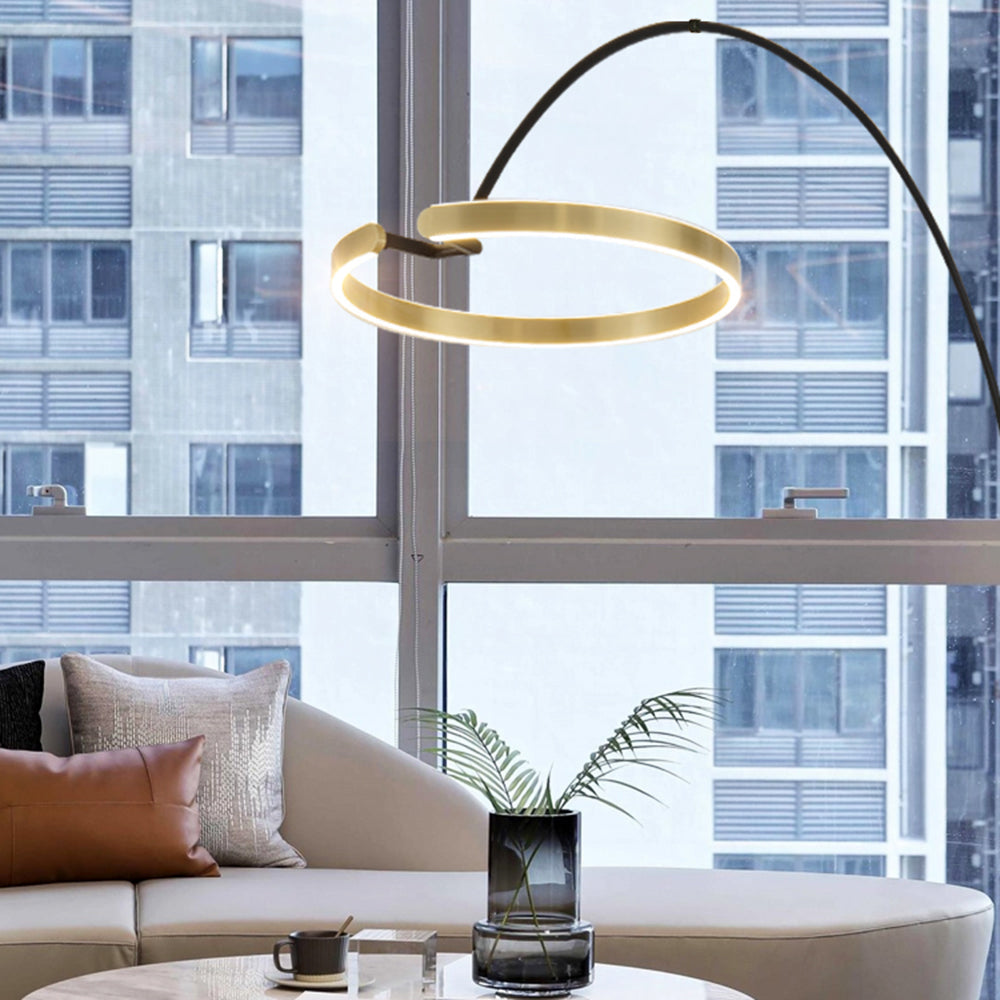 Edge Moderne LED Vloerlamp Zwart/Goud Woon/Slaapkamer Metaal&Siliconen