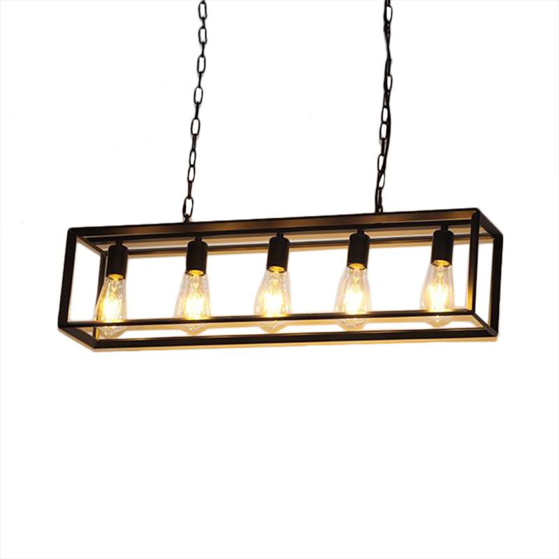 Alessio Rectangle Pendant Light, Brass&Black, 5/6 Heads