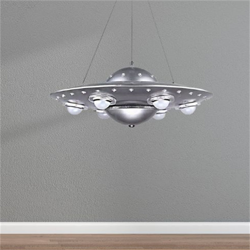 Alessio Modern UFO Metal Kids Pendant Light, Silver