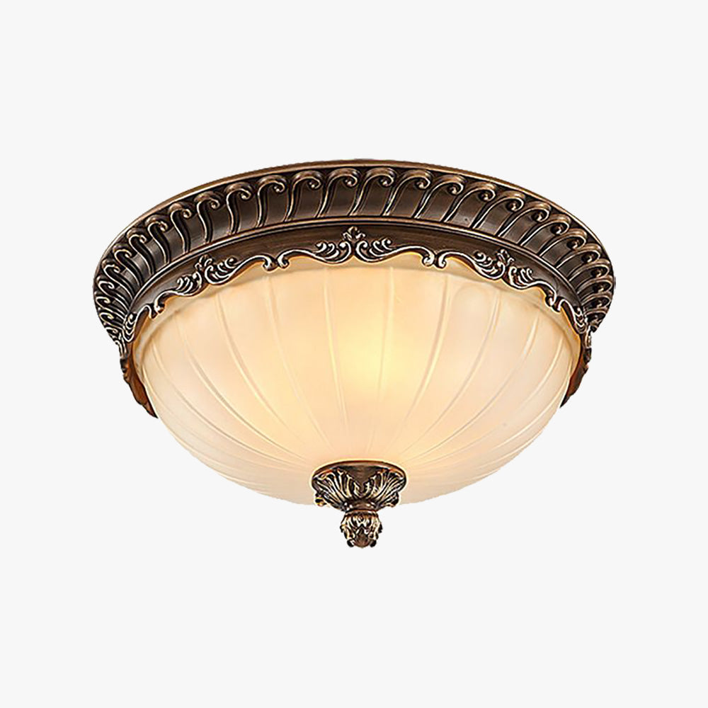 Arisha Vintage Halfronde Glazen Inbouw Plafondlamp, Brons, Metaal/Glas, Woonk/Eetk/Slaapkamer