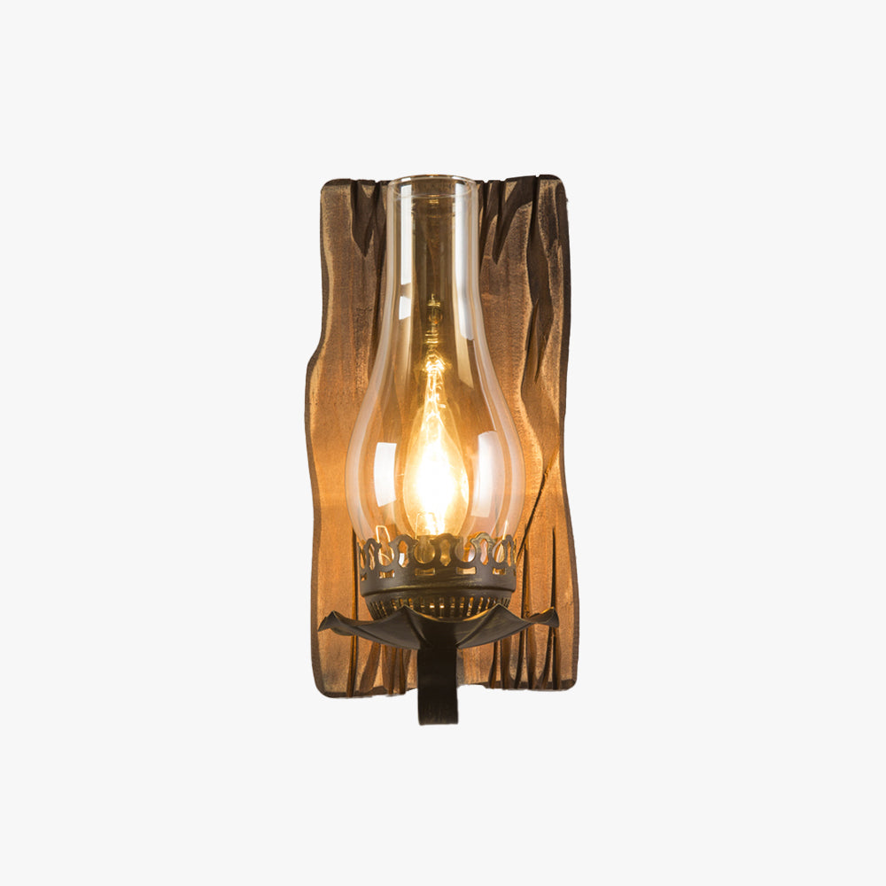 Austin Design Vintage Wandlamp Kaars Houten Glas, Woonk/Eetk/ Slaapkamer