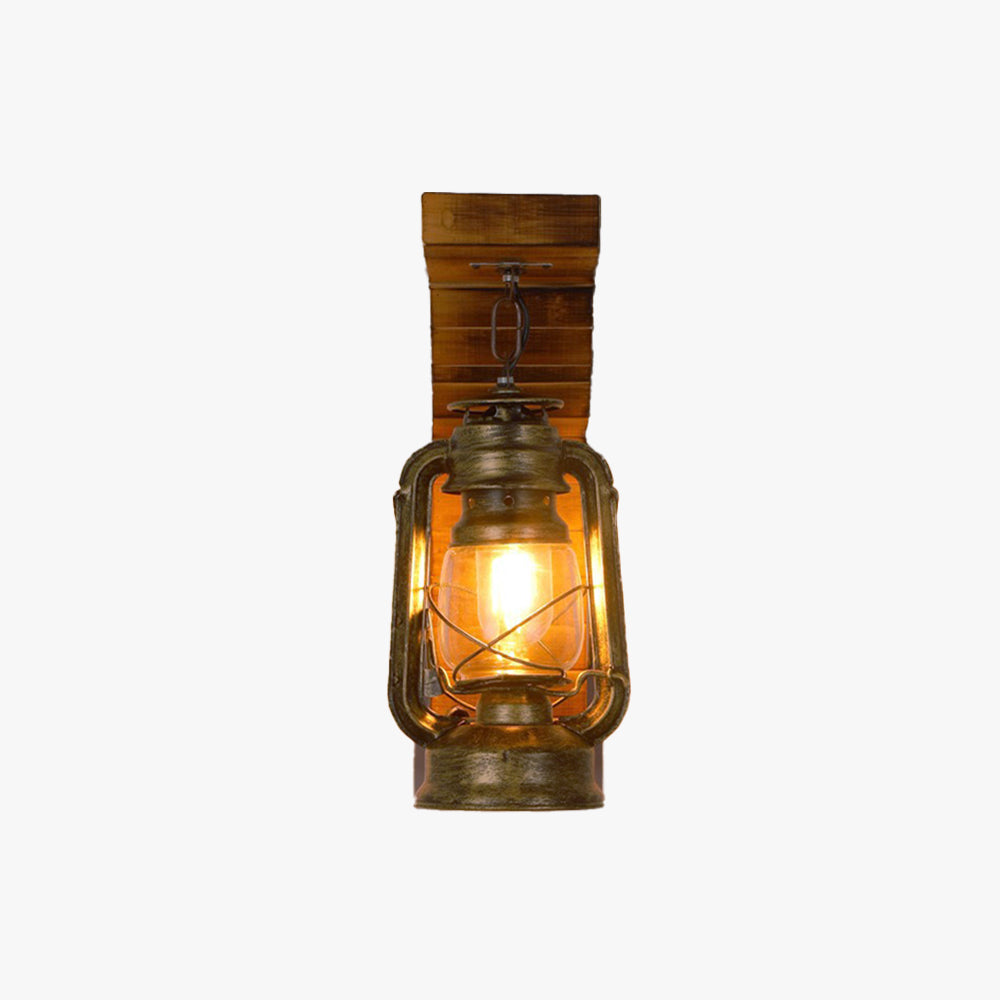 Austin Lantern Bedroom Wall Lamp, Metal/Wood, Restaurant