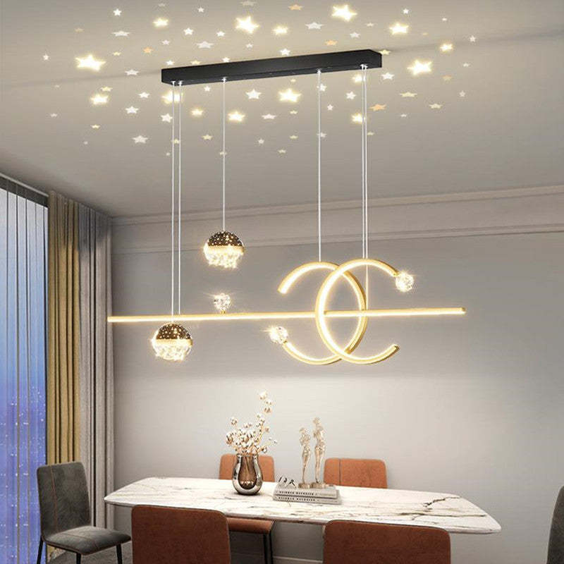 Madina Design LED Hanglamp Metaal/Kristal Zwart/Goud Slaapkamer/Woonkamer/Eetkamer