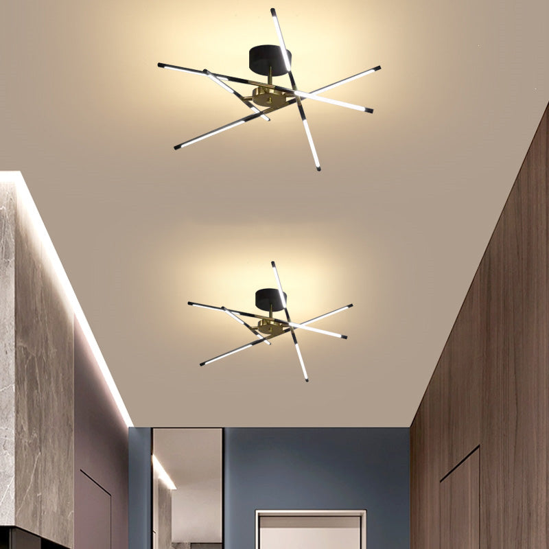 Edge Industriele LED Plafondlamp Zwart/Goud Metaal Acryl Woon/Slaapkamer