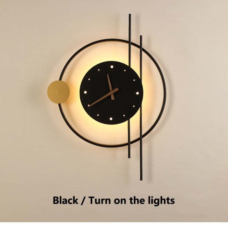 Nielsen Moderne Klok LED Wandlamp Zwart/Goud Metaal/Acryl Slaap/Eet/Woonkamer