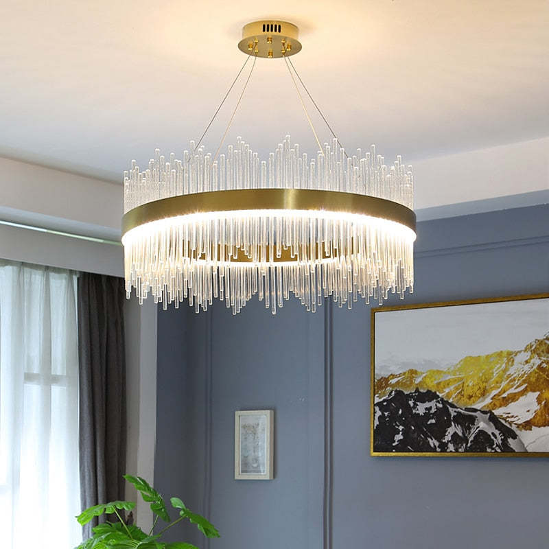 Marilyn Design Ronde LED Hanglamp Metaal/Kristal Goud Slaapkamer/Woonkamer/Eetkamer