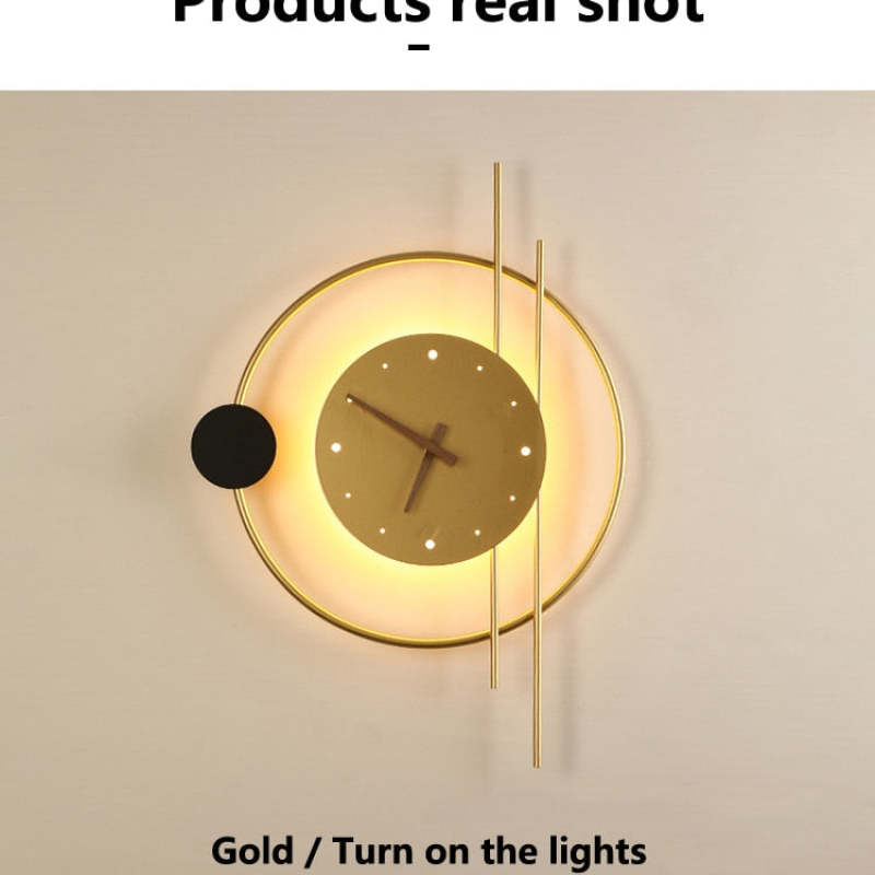 Nielsen Moderne Klok LED Wandlamp Zwart/Goud Metaal/Acryl Slaap/Eet/Woonkamer