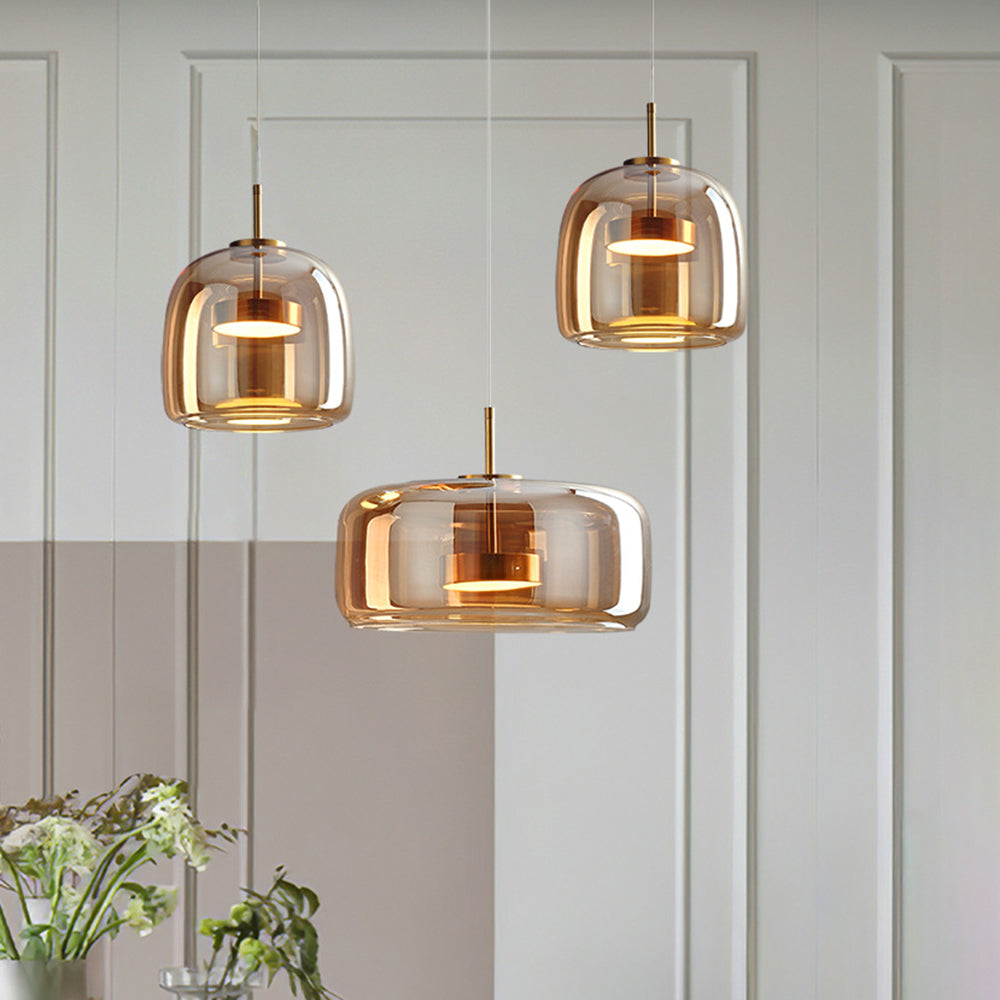 Hailie Retro LED Hanglampen Gouden Amber Metaal Glas Slaapkamer