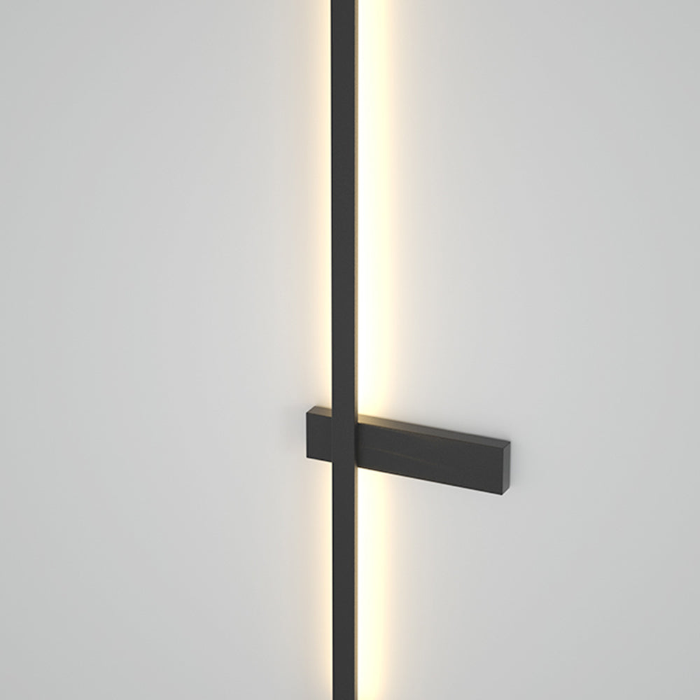 Edge Minimalist Duo-Linear Metal Outdoor Wall Lamp, Black